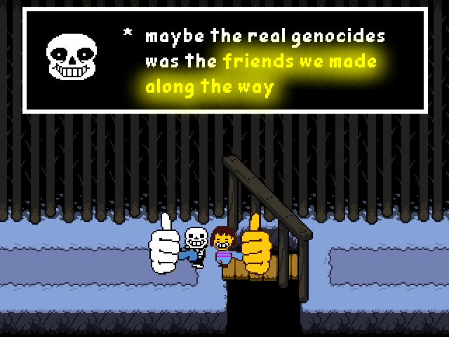 maybe the real genocides was the friends we made along the way meme human genocides utdr